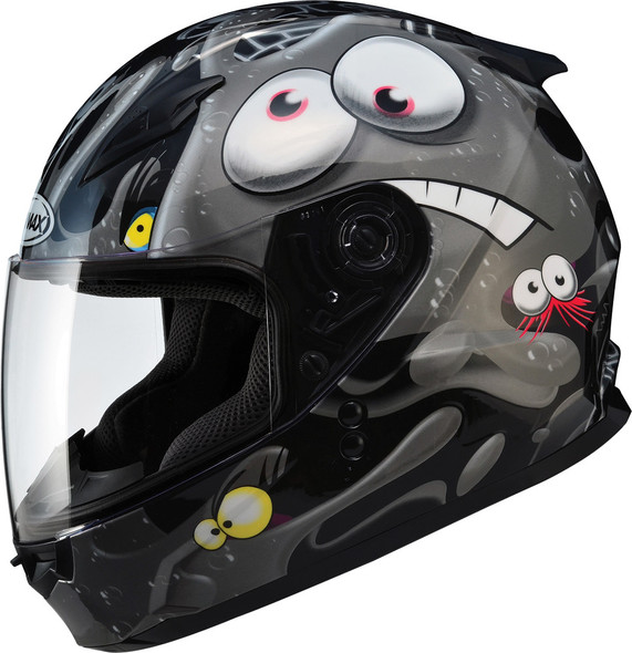 Gmax Gm-49Y Full Face Helmet Slimed Black/Silver Ym G7491241 Tc-5