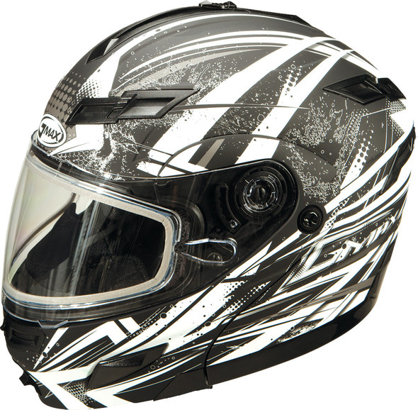 Gmax Gm-54S Modular Helmet Matte Black/White/Silver 2X G2544608 F.Tc-15