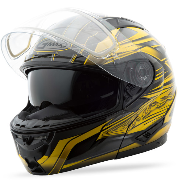 Gmax Gm-64S Modular Carbide Snow Helmet Black/Yellow Md G2641235 Tc-4