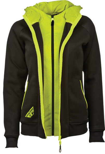 Fly Racing Track Ladies Zip Up Hoodie Black/Lime M 358-0080M