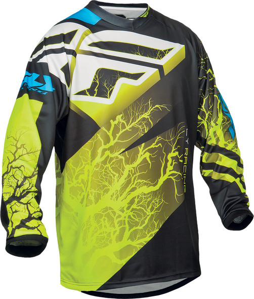 Fly Racing F-16 Jersey Black/Hi-Vis/Blue 2X 367-9292X