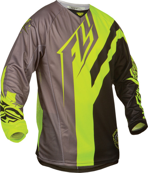 Fly Racing Kinetic Division Jersey Black/Grey/Hi-Vis Yx 368-520Yx