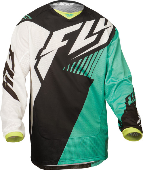 Fly Racing Kinetic Vector Mesh Jersey Black/White/Teal 2X 369-3272X