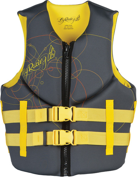 Fly Racing Ladies' Neoprene Life Vest Grey/Yellow Xs 98612776 Xs Yel