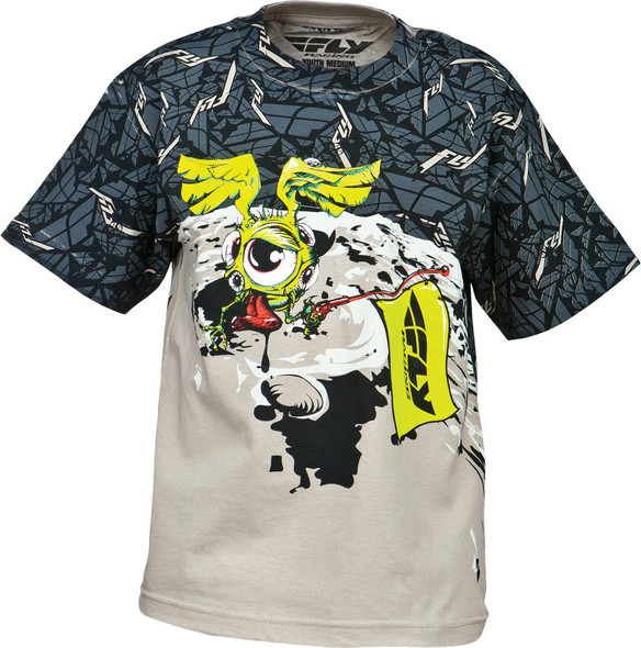 Fly Racing Bombstart Tee Black/Grey Yl 352-0280Yl