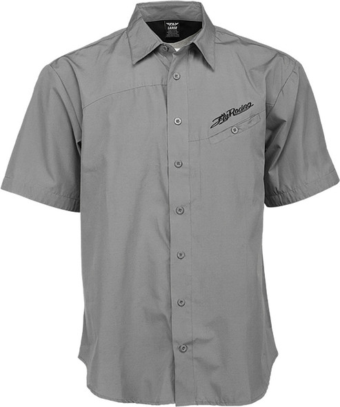 Fly Racing Button S/S Shirt Grey L 352-6046L