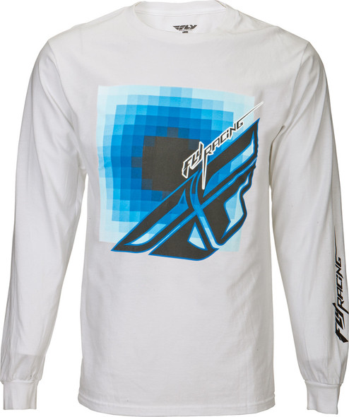 Fly Racing Grid L/S Tee White 2X 352-40842X