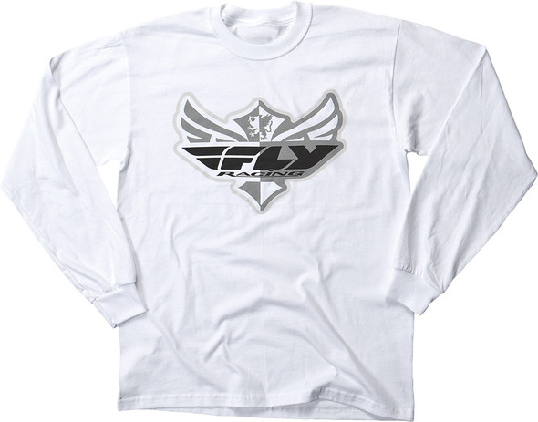 Fly Racing Logo Long Sleeve Tee White Ys 352-4014Ys