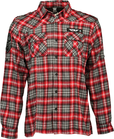 Fly Racing Mil Spec Flannel Shirt Red/Grey 2X 352-61122X