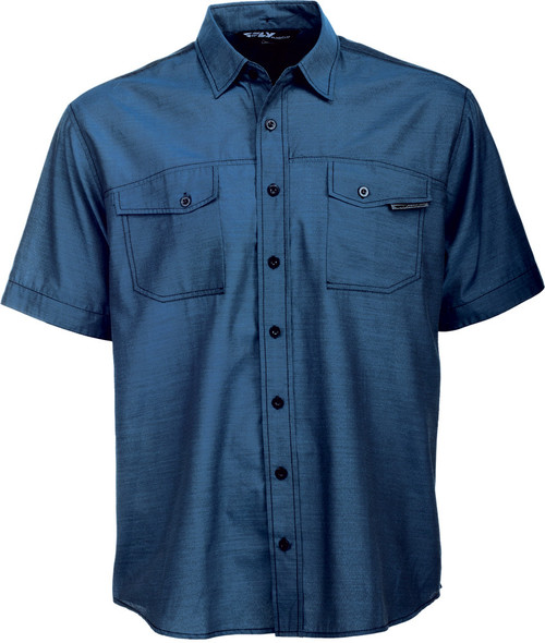 Fly Racing Polish Button-Up Shirt Blue 2X 352-61312X