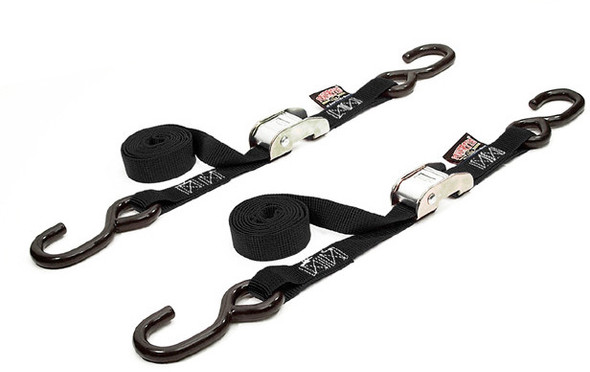 Powertye Tie-Down Cam S-Hook 1"X5.5' Black Pair 22262Logo