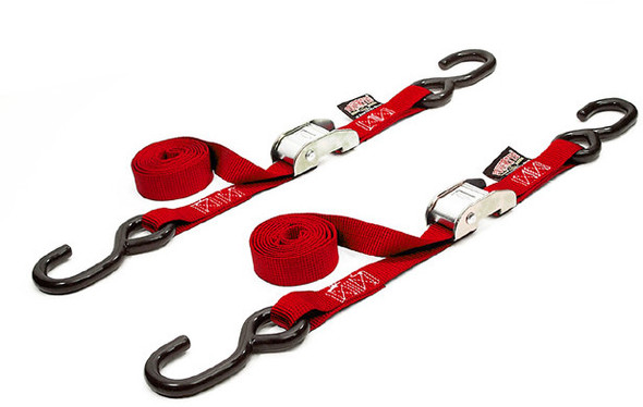 Powertye Tie-Down Cam S-Hook 1"X5.5' Red Pair 22261Logo