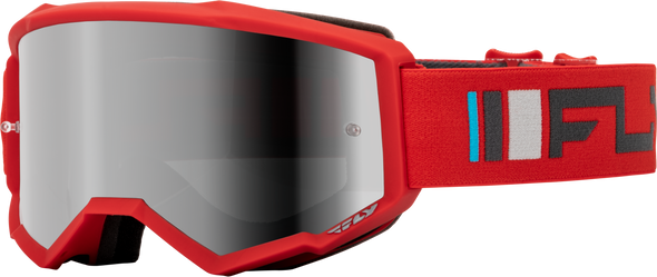Fly Racing Zone Goggle Red/Charcoal W/ Silver Mirror/Smoke Lens 37-51522