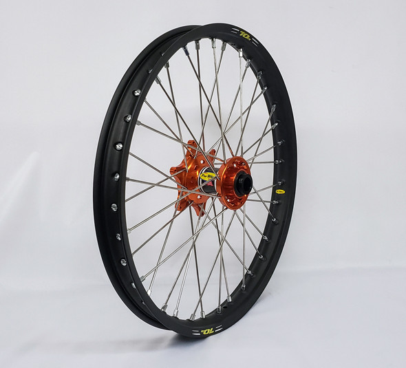 Pro-Wheel Wheel Front 1.40X17 Orange Hub Blk Rim/Sil Spoke/Sil Nipple 23-3076211