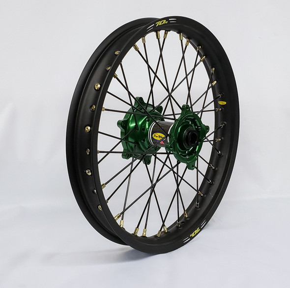 Pro-Wheel Wheel Rear 2.15X19 Green Hub Blk Rim/Blk Spoke/Gld Nipple 24-2205224
