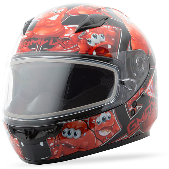 Gmax Gm-49Y Snow Helmet Attack Black/Red Ys G2494200 Tc-1