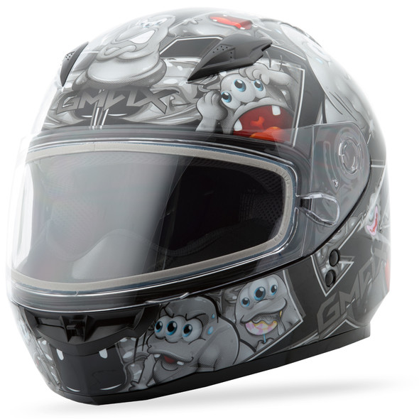 Gmax Gm-49Y Snow Helmet Attack Black/Silver Ym G2494241 Tc-5