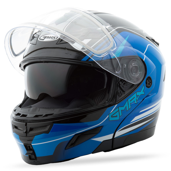 Gmax Gm-54S Modular Helmet Terrain Black/Blue 2X G2546218 Tc-2