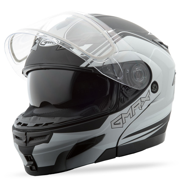 Gmax Gm-54S Modular Helmet Terrain Matte Black/White 2X G2546608