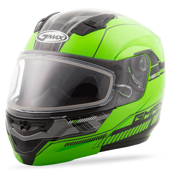 Gmax Md-04S Modular Quadrant Snow Helmet Hi-Vis Green/Black Md G2041675 Tc-23