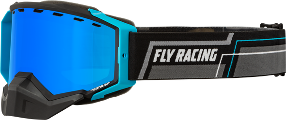 Fly Racing Zone Snow Goggle Blk/Grey/Blue W/ Sky Blue Mirror/Smoke Lens 37-50263