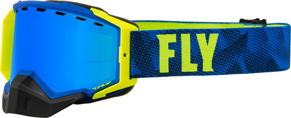 Fly Racing Zone Snow Goggle Blue/Hi-Vis W/ Sky Blue Mirror/Smoke Lens 37-50266