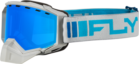 Fly Racing Zone Snow Goggle Silver/Blue W/ Sky Blue Mirror/Blue Lens Flb-24Z2