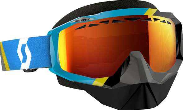 Scott Hustle Snocross Goggle Asym Blue/Blk W/Yellow Chrome Lens 240528-4970179