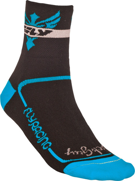 Fly Racing Action Sock Blue/Black S-M 3" Cuff Blk/Turq S/M