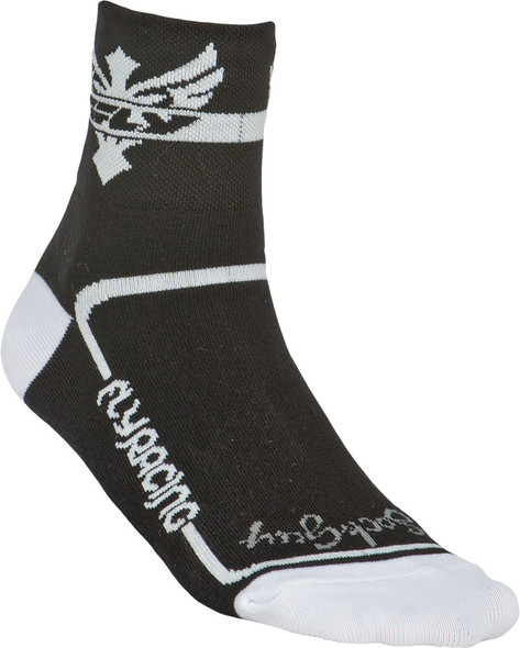 Fly Racing Action Sock White/Black S-M 3" Cuff Blk/Wht S/M