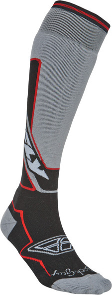 Fly Racing Moto Sock Thick Black/Red S-M Ski Gry/Red S/M