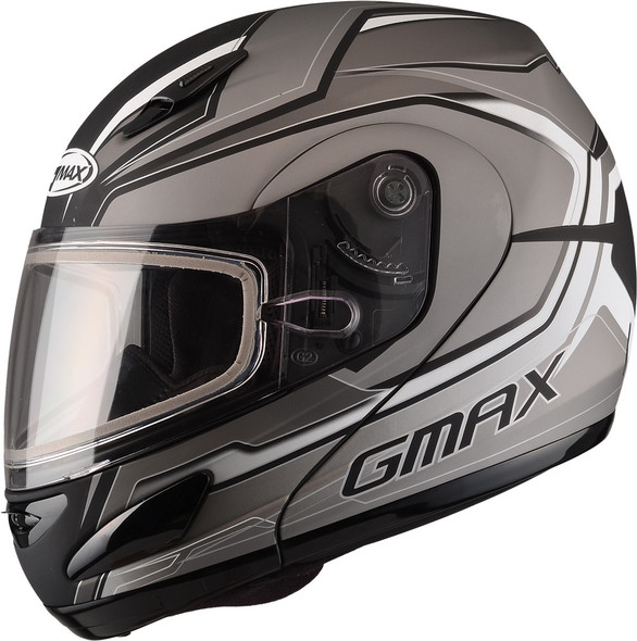 Gmax Gm-44S Modular Helmet Glacier Matte Black/Dark Silver X G6444557 Tc-17