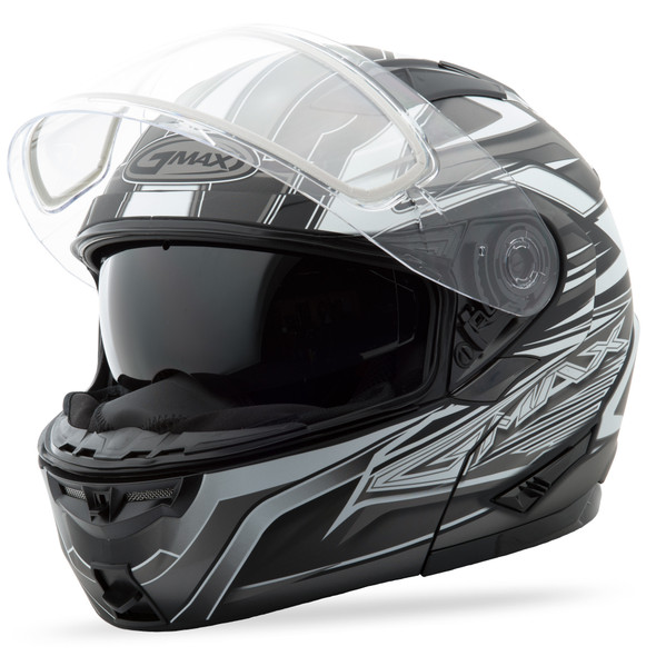 Gmax Gm-64S Modular Carbide Snow Helmet Black/Dark Silver Md G2641545 Tc-5