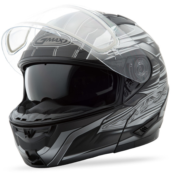 Gmax Gm-64S Modular Carbide Snow Helmet Matte Blk/Dark Sil Xs G2641553 Tc-17