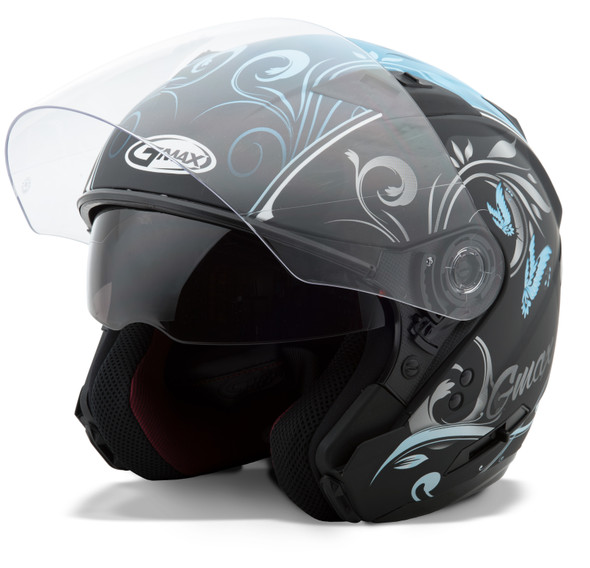 Gmax Of-77 Butterflies Helmet Matte Black/Light Blue Xs G3772443 Tc-16F