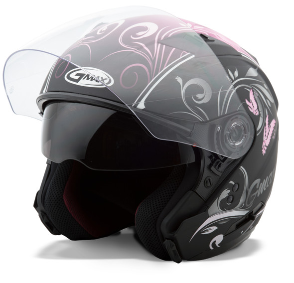 Gmax Of-77 Open-Face Butterflies Helmet Matte Black/Pink Xl G3772407 Tc-14F