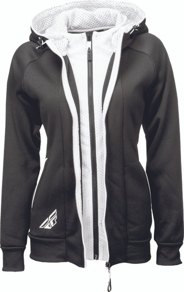 Fly Racing Track Zip Up Hoodie Black/White Md 358-0100M