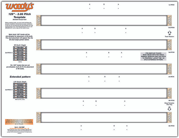 Woodys Studding Template 129" 2.86" Pitch 129-Temp