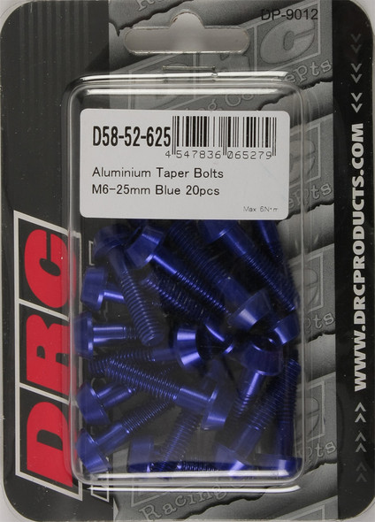 DRC Aluminum Taper Bolts Blue M6X25Mm 20/Pk D58-52-625