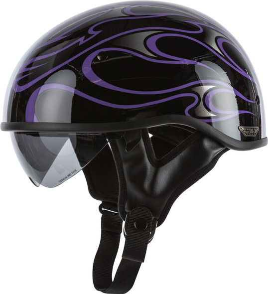 Fly Racing .357 Flame Half Helmet Gloss Purple Lg 73-8216-4