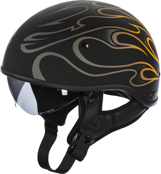 Fly Racing .357 Flame Half Helmet Matte Orange Sm 73-8204-2