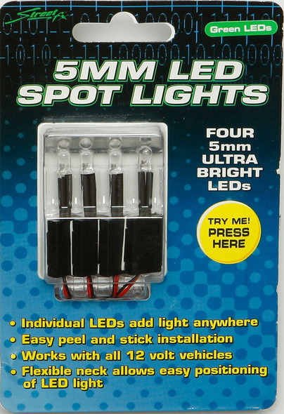 Streetfx 5Mm Led Spot Lights Green 4/Pk 1044400