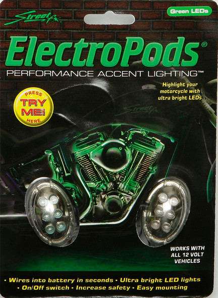 Streetfx Oval Light Kit Chrome W/Green Led 1041903