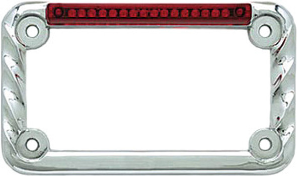 Sdc Led License Plate Frame Twisted Chrome W/Red Lens 2002