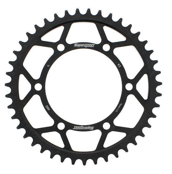 Supersprox Rear Sprocket Steel 43T-525 Blk Suz/Yam Rfe-480-43-Blk