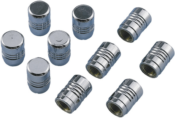 Big Bike Parts Valve Stem Caps Chrome Ribbed 4-212