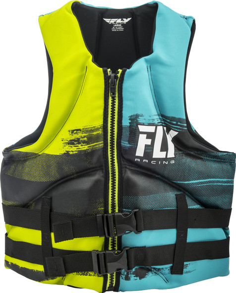 Fly Racing Mens Neoprene Life Jacket Aqua/Lime/Black Sm 142424-505-020-18