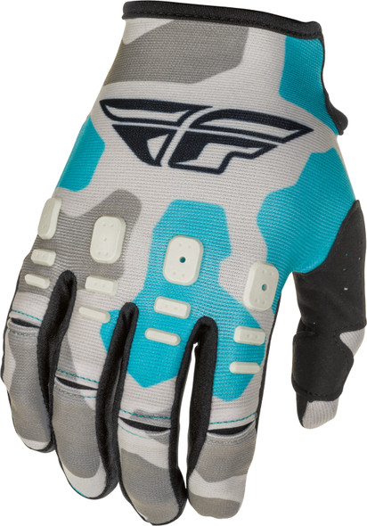 Fly Racing Youth Kinetic K221 Gloves Grey/Blue Sz 06 374-51606