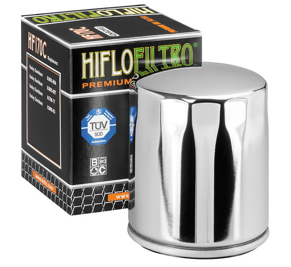 Hiflofiltro Oil Filters Chrome Long HF170C