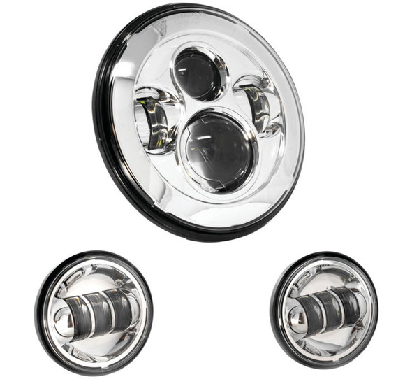 Letric Lighting Co. 7" Premium Headlight and Passing Lamp Kit for Indian Chrome LLC-ILHK-7C